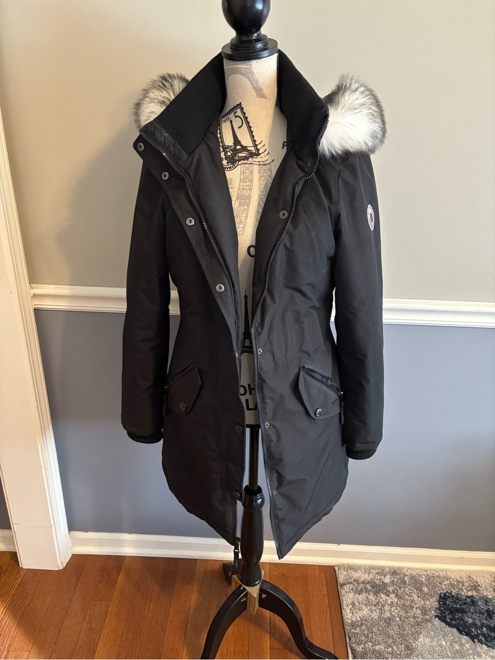 ❄️SALE❄️Wildflower Women's Black Coat with Faux Fur Hood